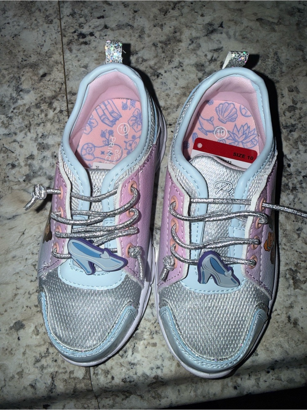 Kids Pink and Silver Light-Up princess Sneakers  - Size 10